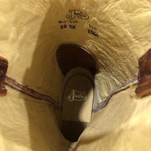 Justin Marbled Chestnut Brown Deerlite Cowboy Boots - Picture 7 of 10